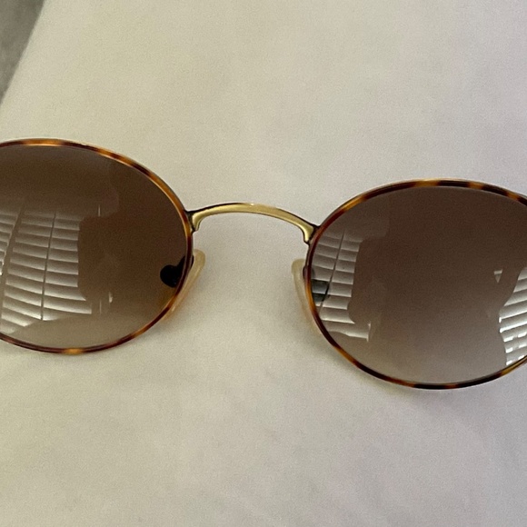 Designer sunglasses gold metal/ tortoise oval  gradient light brown lenses italy - Picture 9 of 9